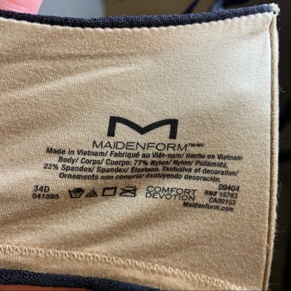 Maidenform Nude Black Lace Full Coverage Bra 34D - Picture 3 of 5